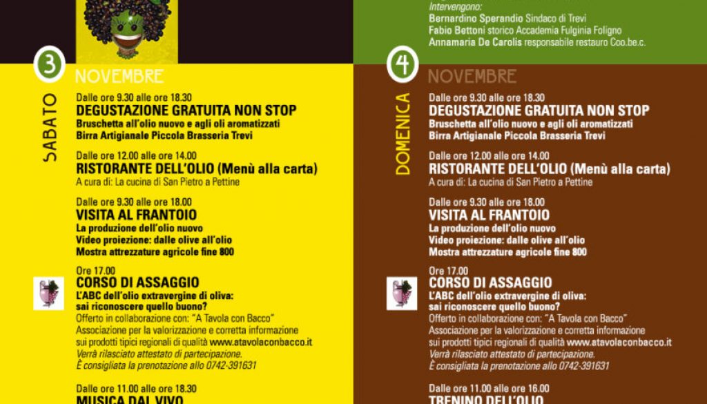 PROGRAMMA FESTA OLIO 2018